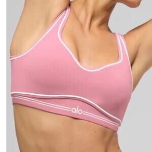 Alo Yoga Airbrush Heart Throb Bra Pink Wild Rose Size Small EUC Limited Edition